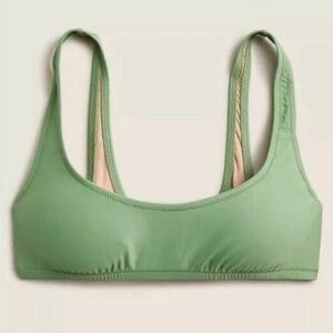 J. Crew Women’s Heritage Scoopneck Bikini Top BX611 Size S In Green NWT